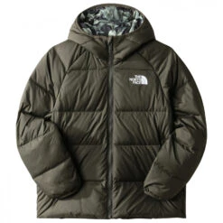 The North Face - Boy's Printed Revrs North Down Hooded Jacket - Down Jacket -Outwell Store the north face boys printed revrs north down hooded jacket down jacket 1